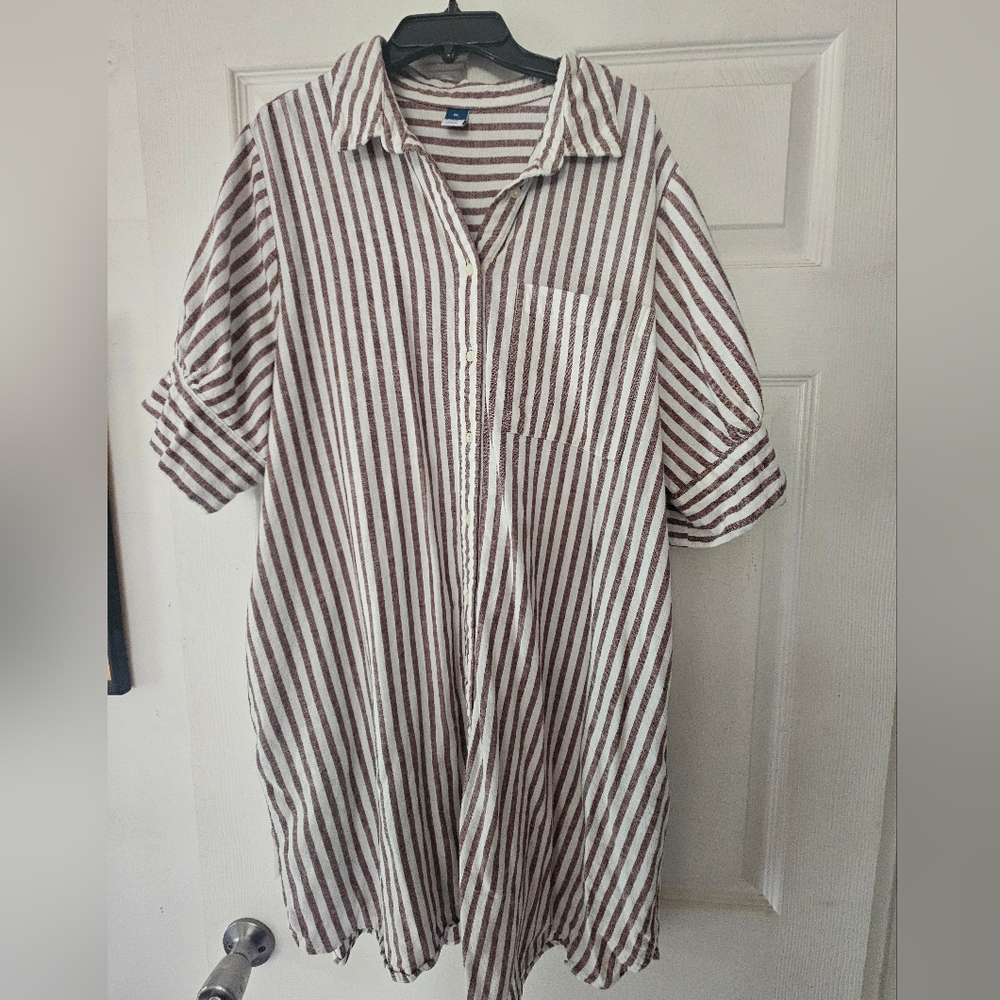 Striped Brown and White Men's Shirt